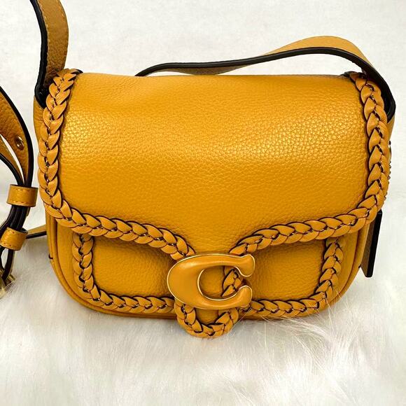 Coach Tabby Leather Crossbody Messenger 19 With Braid- Brass/Buttercup CJ837 NWT - Picture 2 of 15